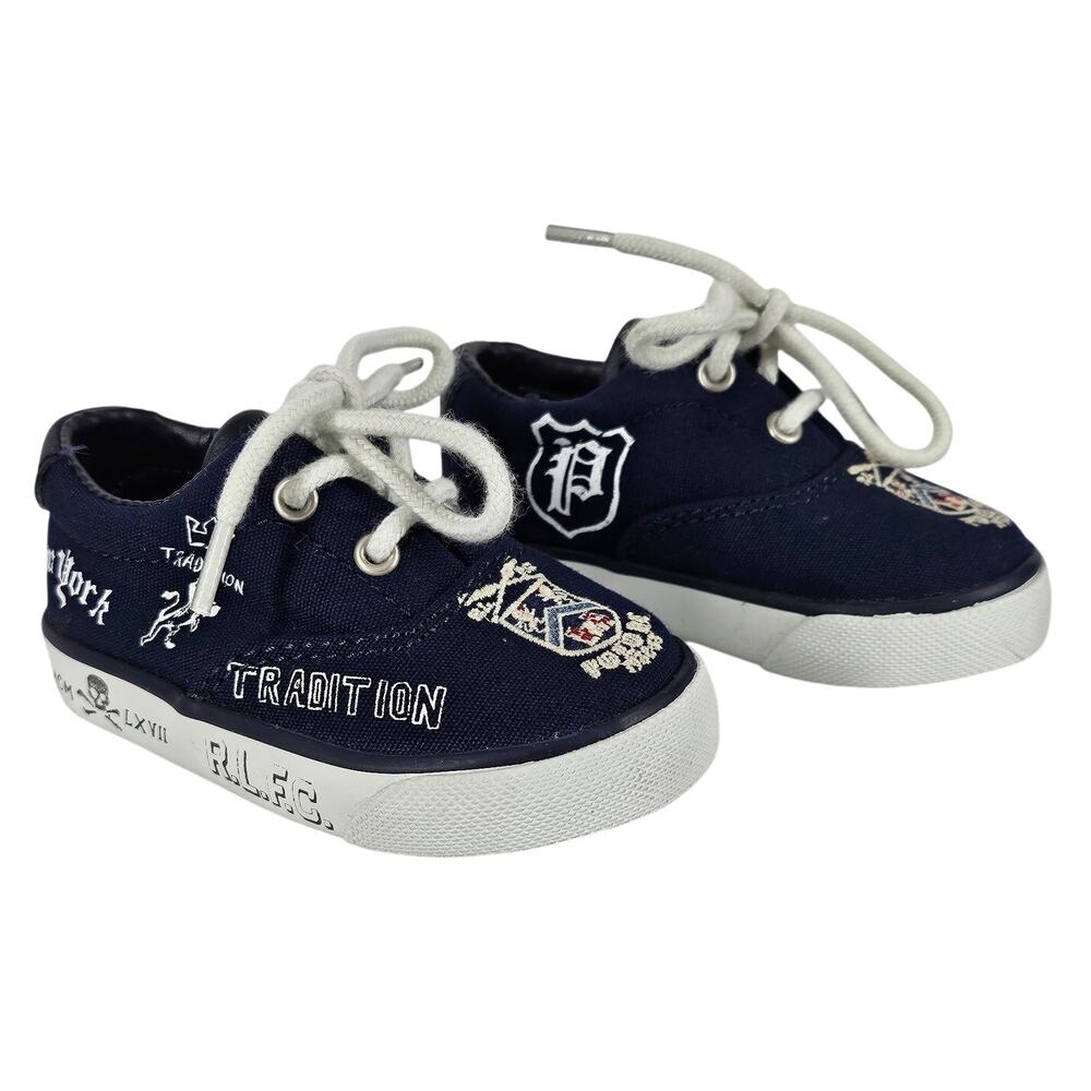 POLO RALPH LAUREN TODDLER VAUGHN II NEW YORK CANVAS SHOES - CHILD SIZE 4